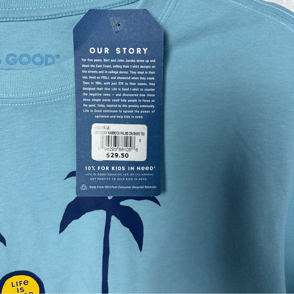 Life Is Good Blue Short Sleeve Tee with Beach Graphic - Picture 2 of 6